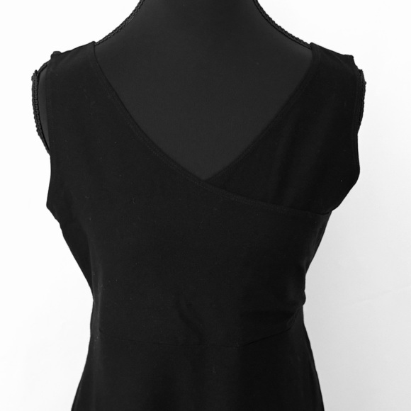 Eileen Fisher Sleeveless Crossover Stretchy Midi Length Black Shift Dress, XS - Picture 5 of 9